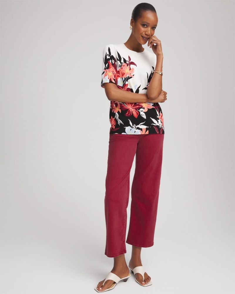 Chicos Girlfriend Wide-Leg Crop Jean - RUSSET RED