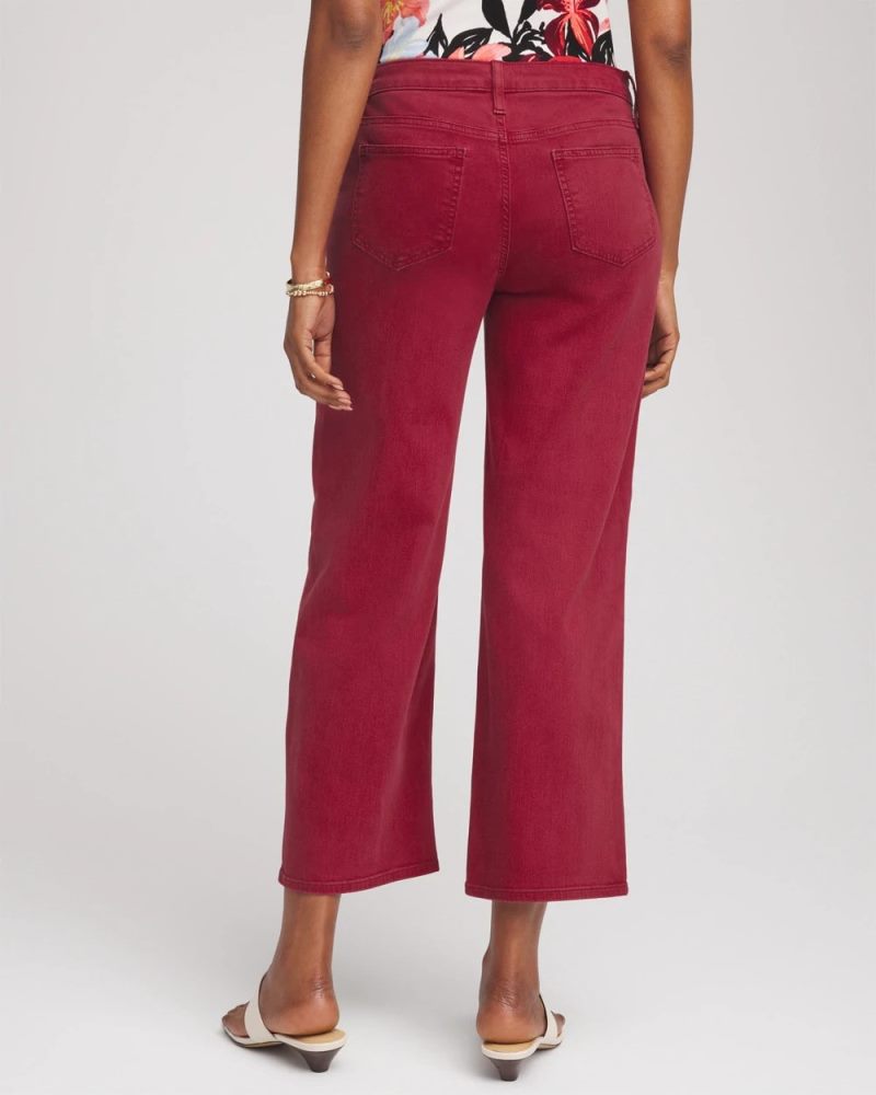 Chicos Girlfriend Wide-Leg Crop Jean - RUSSET RED