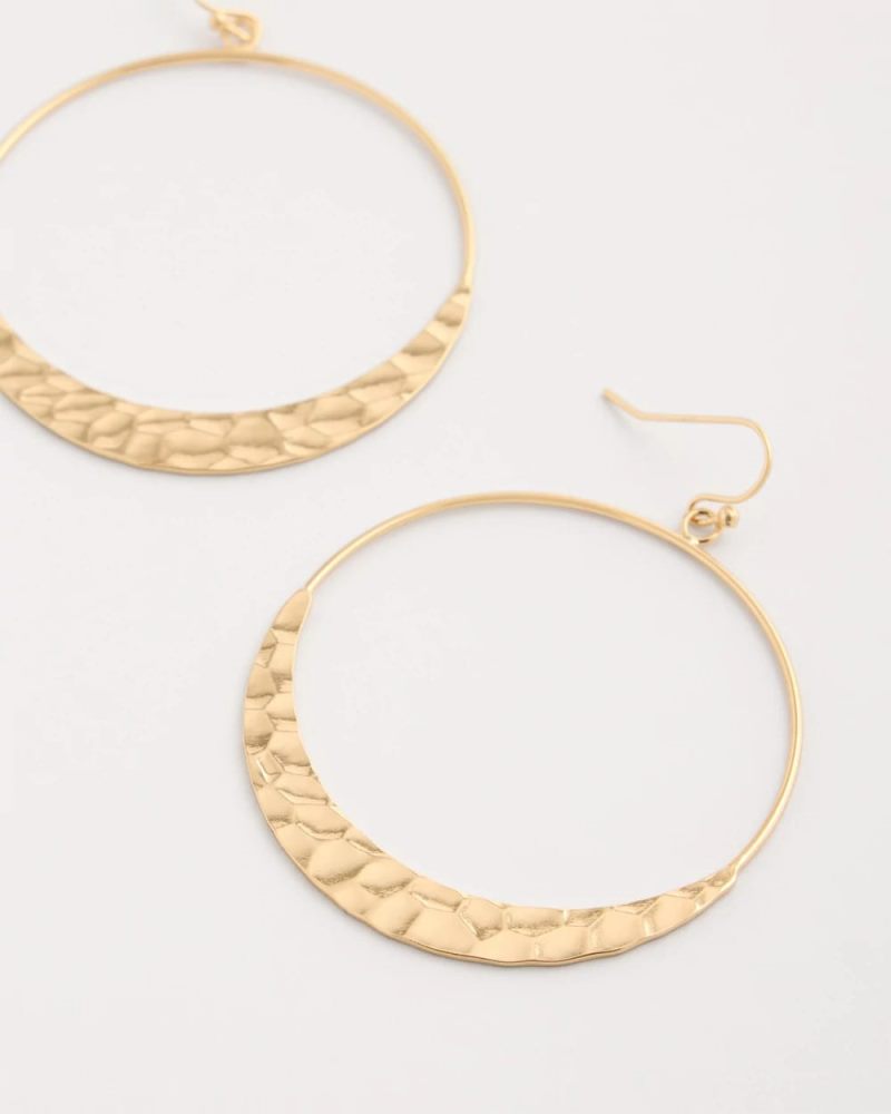Chicos Hammered Hoop Earrings - GOLD