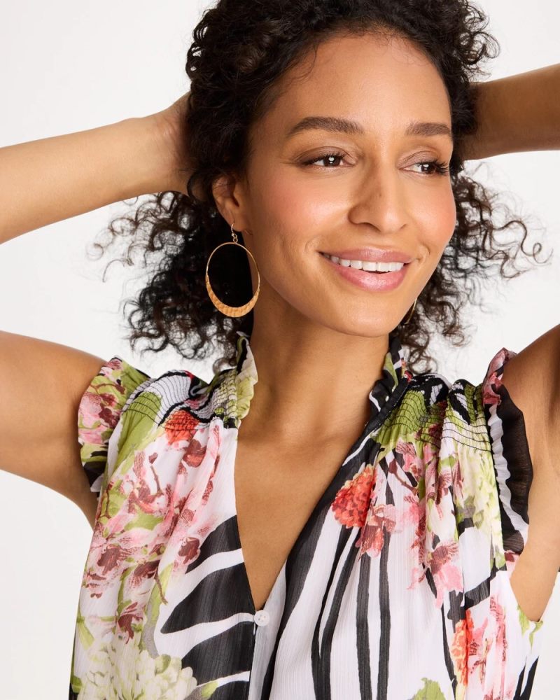 Chicos Hammered Hoop Earrings - GOLD