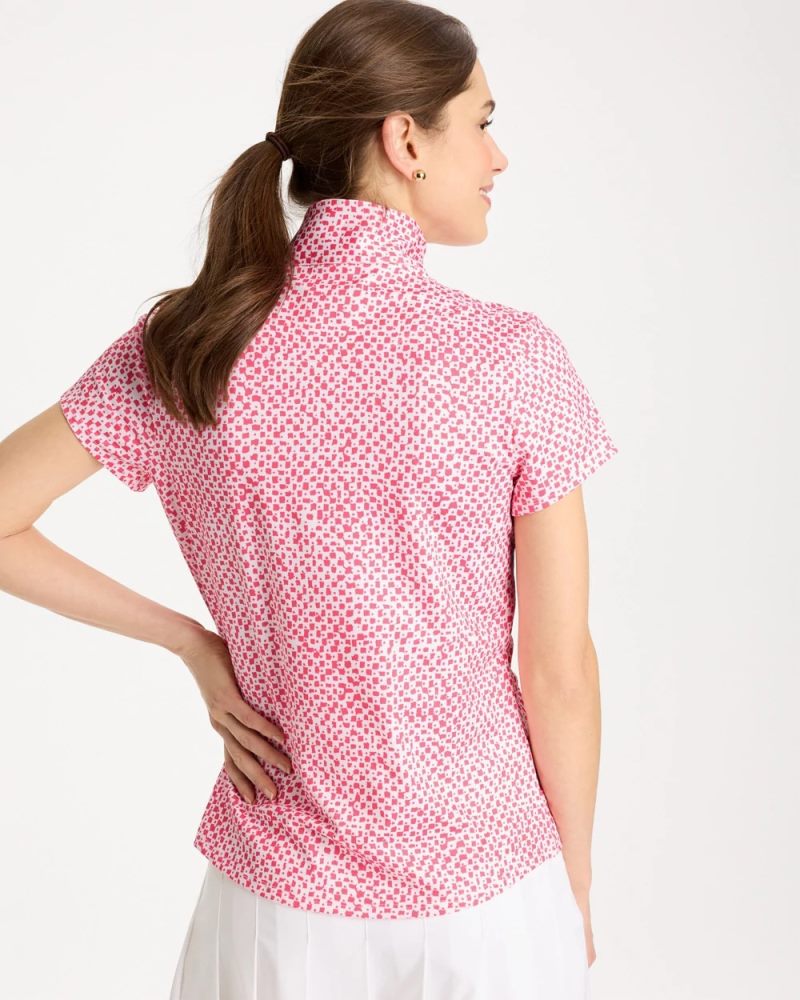 Chicos Zenergy® UPF Geo Half Zip Polo - CALYPSO CORAL