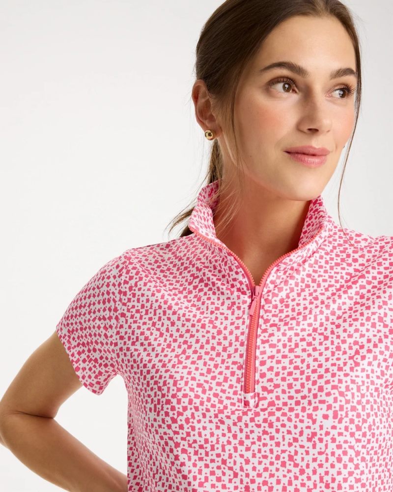 Chicos Zenergy® UPF Geo Half Zip Polo - CALYPSO CORAL