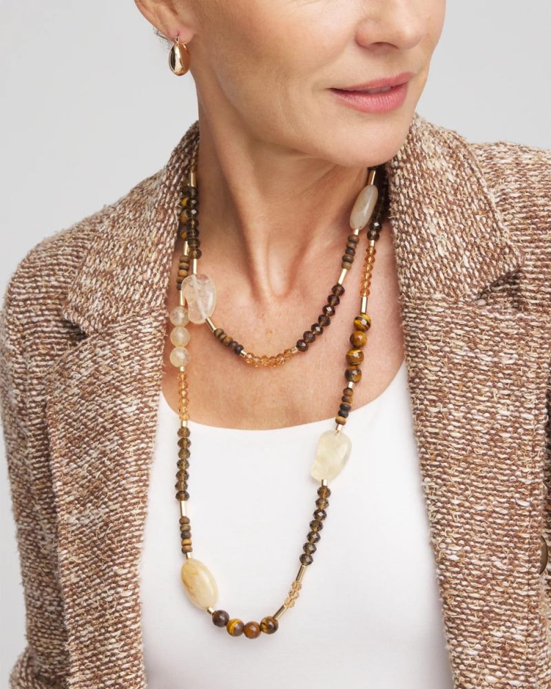 Chicos Tiger's Eye Single-Strand Necklace - NEUTRAL