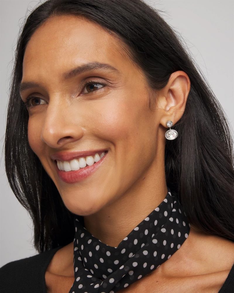 Chicos Silvertone Bezel Stud Earrings - SILVER
