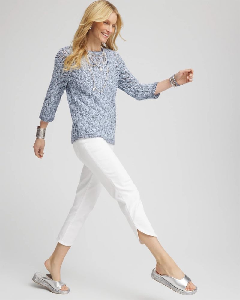 Chicos No Stain Pull-On Dolphin-Hem Capri Jeans - ALABASTER