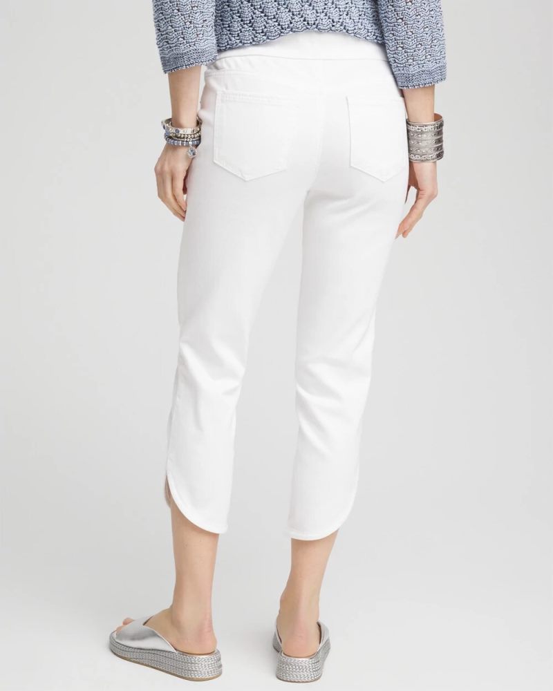 Chicos No Stain Pull-On Dolphin-Hem Capri Jeans - ALABASTER