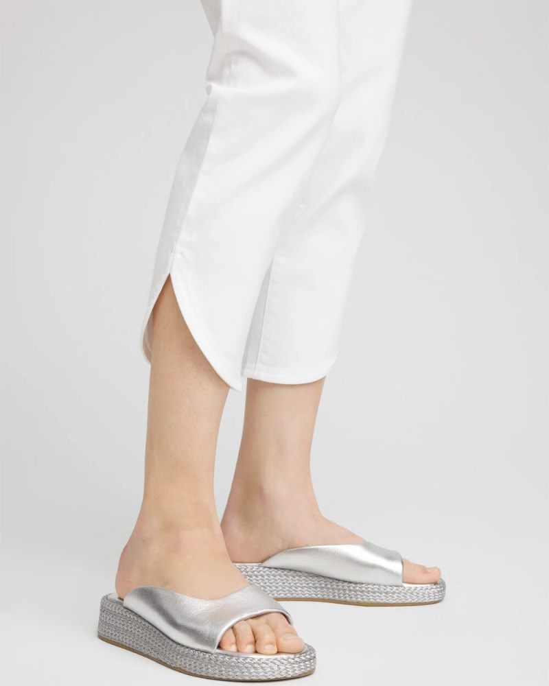 Chicos No Stain Pull-On Dolphin-Hem Capri Jeans - ALABASTER