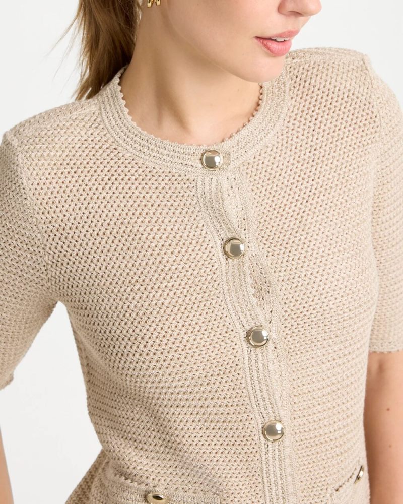 Chicos Metallic Lady Jacket Cardigan - GOLD