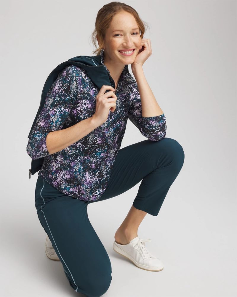 Chicos Zenergy® UPF Zip-Front Pullover - TEAL SHADOW