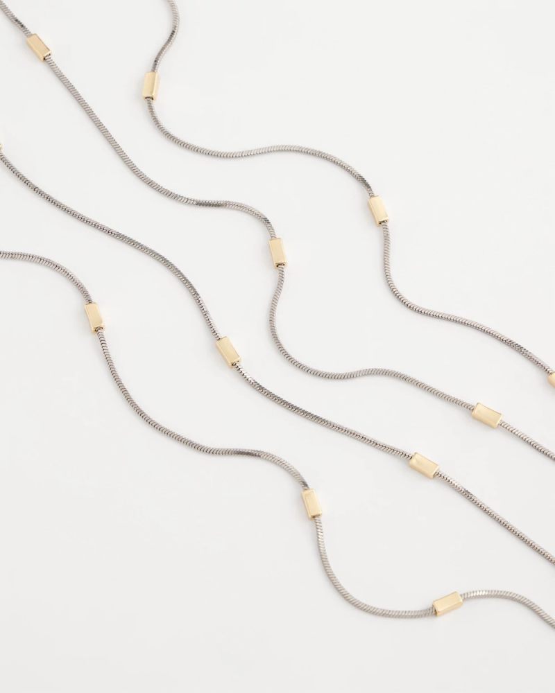 Chicos Mixed Metal Double Strand Necklace - MIXED METALS
