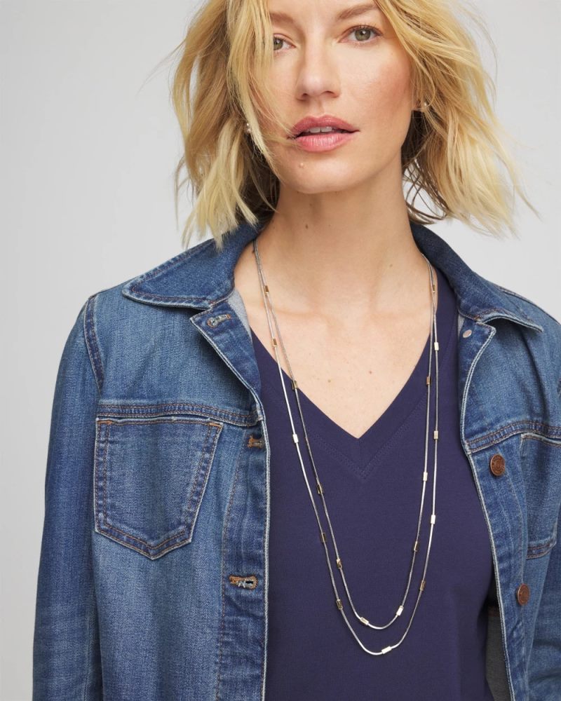Chicos Mixed Metal Double Strand Necklace - MIXED METALS