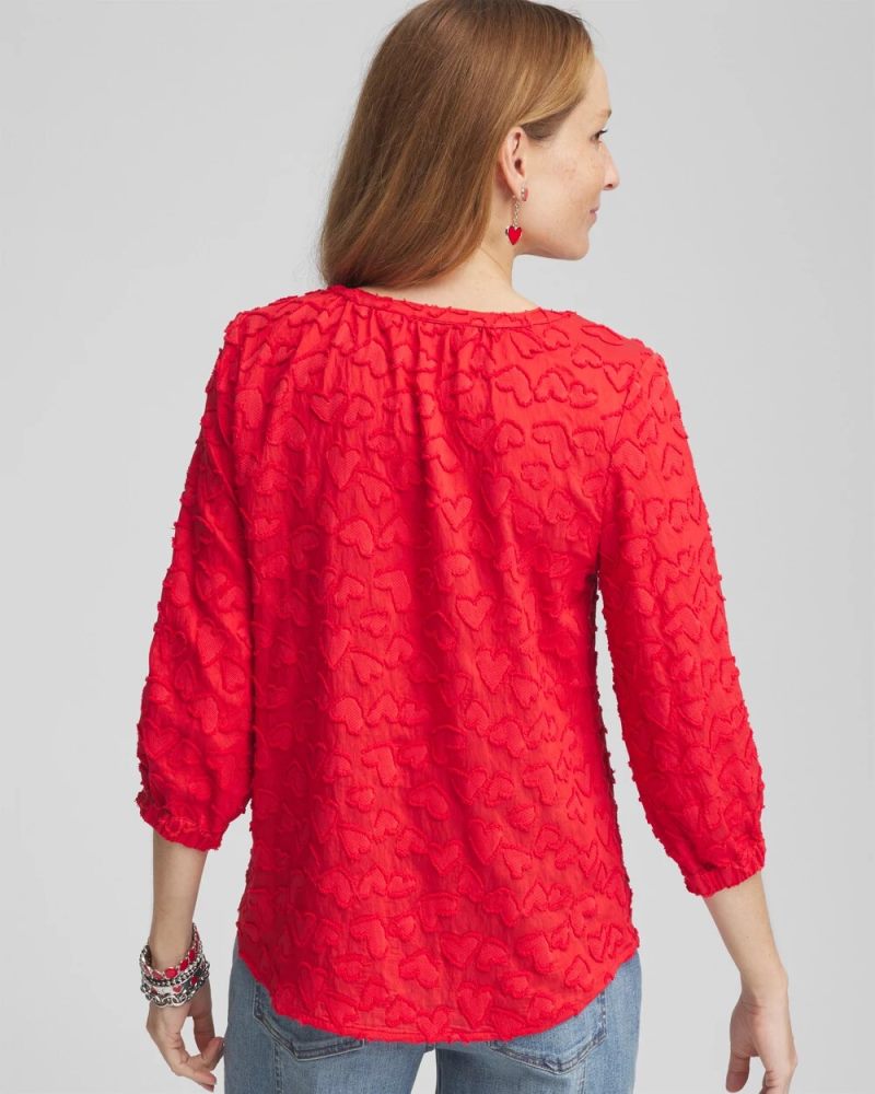 Chicos Embellished Valentine's Day Blouse - LOVE LETTER RED