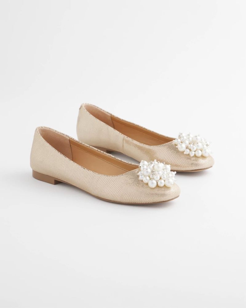 Chicos Olympia Pearl Ballet Flats - GOLD