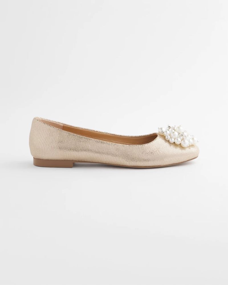 Chicos Olympia Pearl Ballet Flats - GOLD
