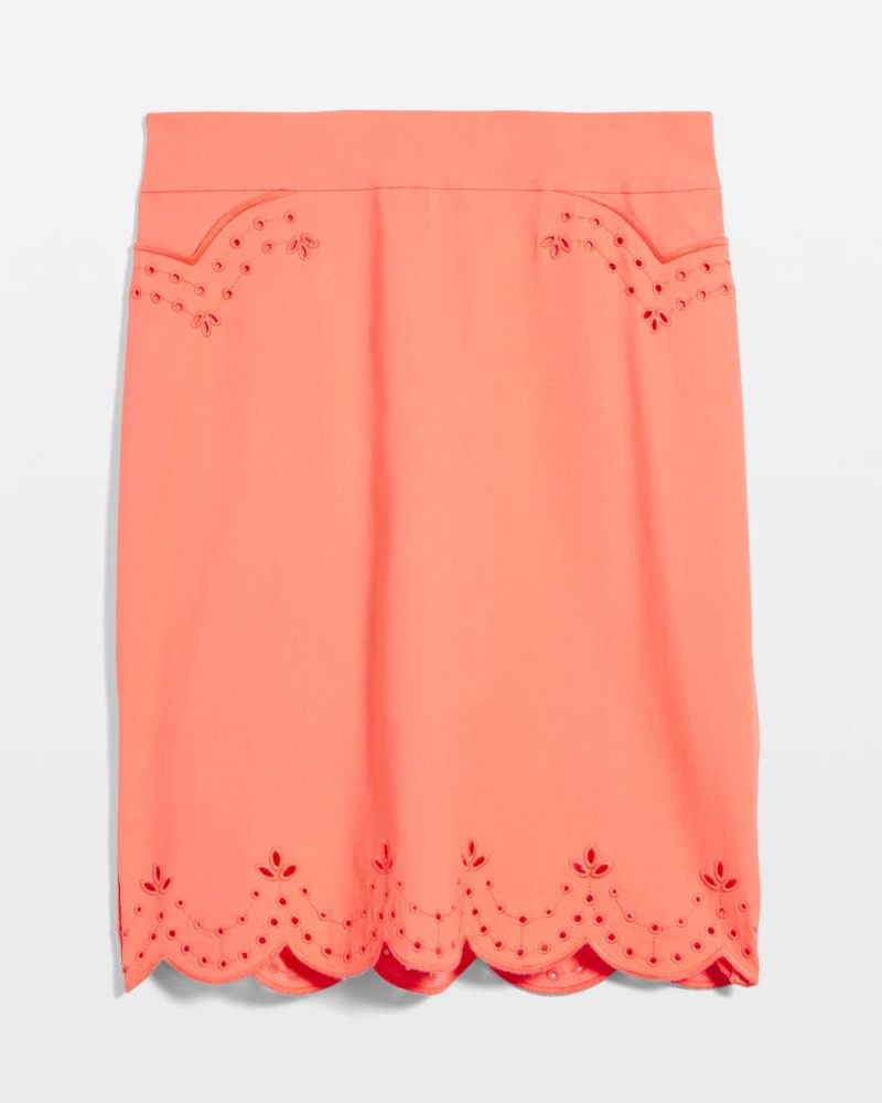 Chicos Brigitte™ Eyelet Scalloped Hem Skort - MELON MAMBO