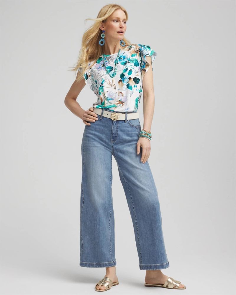 Chicos Touch of Cool™ Flutter Sleeve Tee - ALABASTER