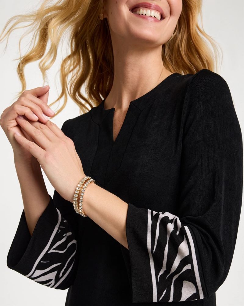Chicos Travelers™ Zebra Trim Kurta Dress - TRAVELERS BLACK