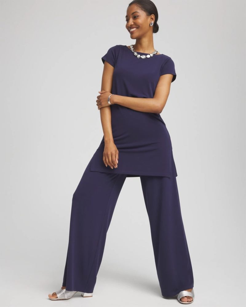 Chicos Travelers™ Knit Wide-Leg Pants - PASSPORT BLUE