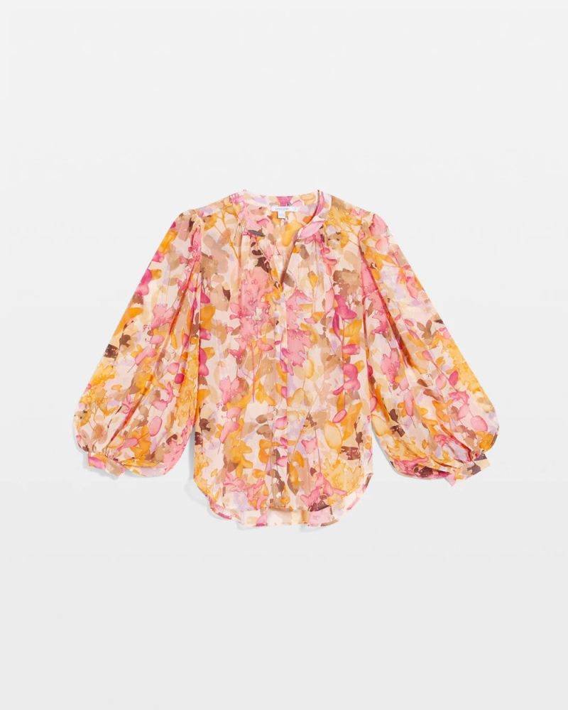 Chicos Split-Neck Blouse - SUNSET DUNES