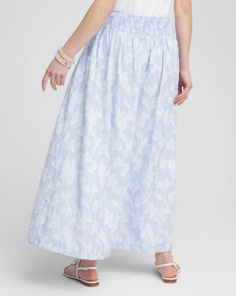 Chicos Floral Jacquard Maxi Skirt - BLUE