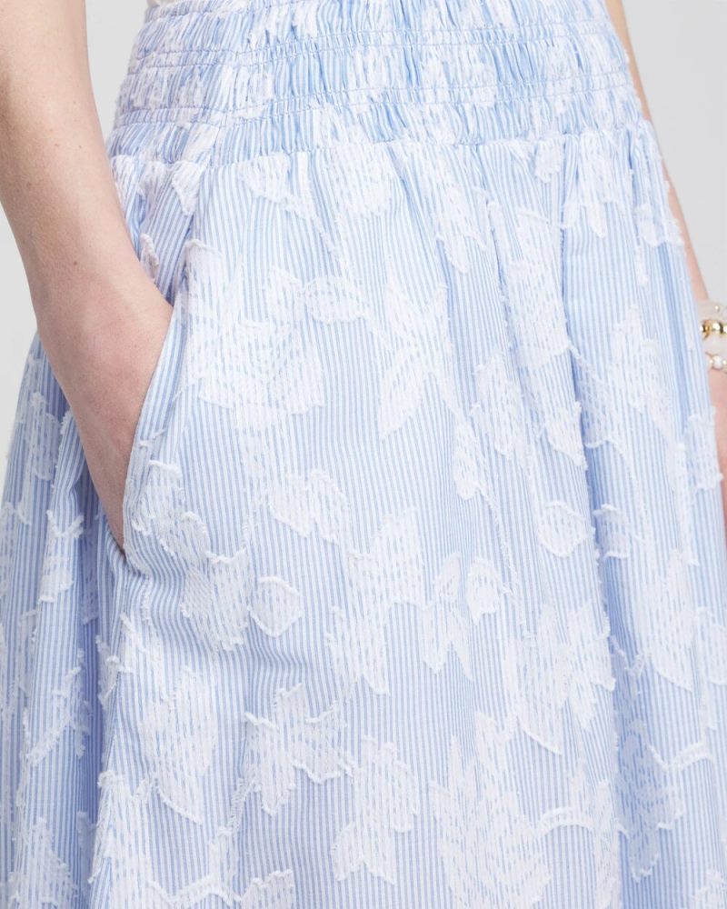 Chicos Floral Jacquard Maxi Skirt - BLUE