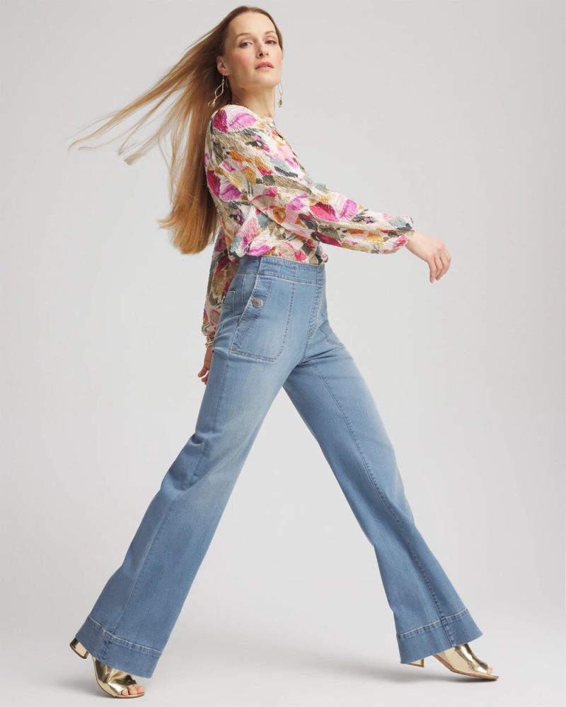 Chicos Pull-On Wide-Leg Jeans - AMILLA INDIGO