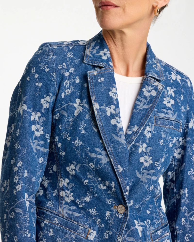 Chicos Jacquard Denim Blazer - INDIGO