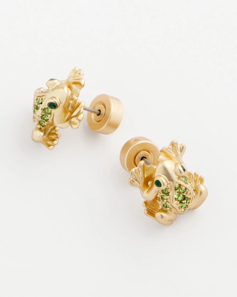 Chicos Frog Stud Earrings - GOLD