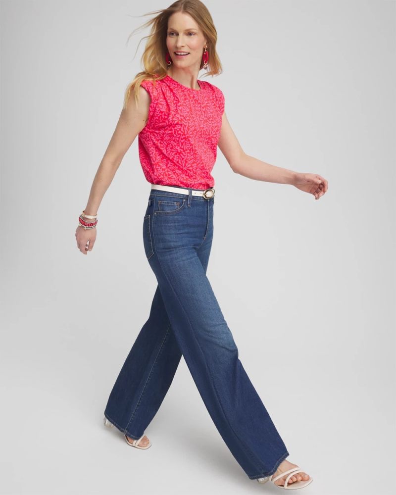 Chicos Island Tuck Sleeve Tee - WATERMELON PUNCH
