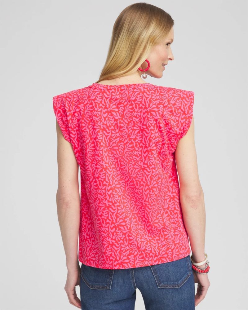 Chicos Island Tuck Sleeve Tee - WATERMELON PUNCH