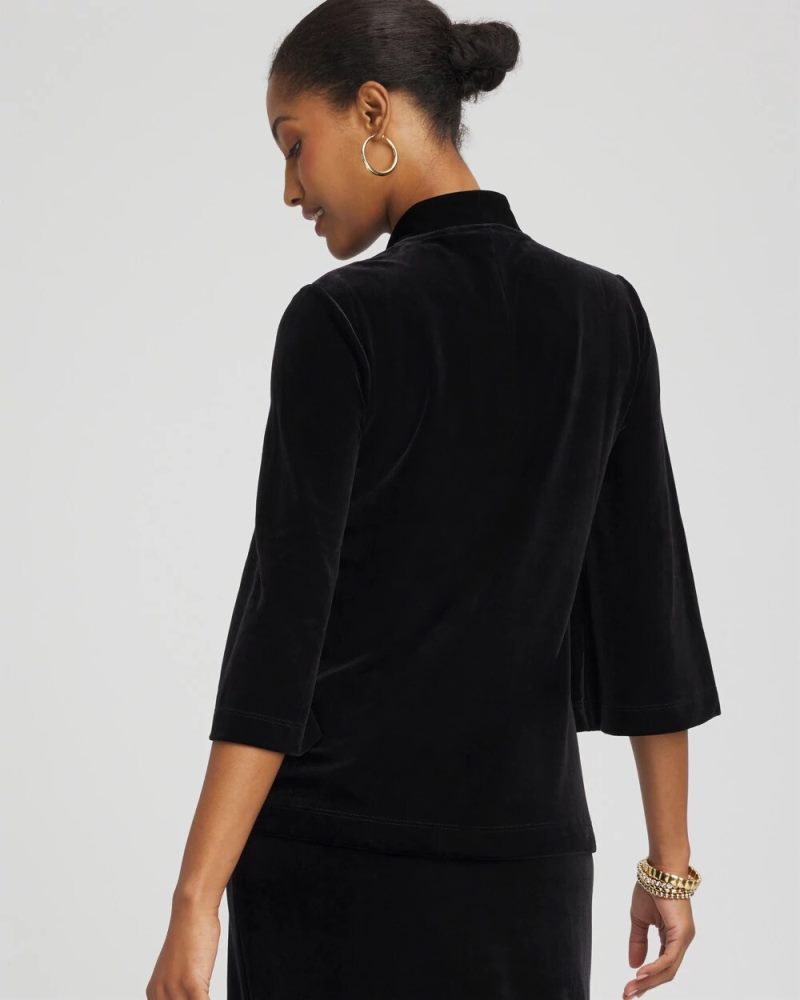 Chicos Travelers™ Velvet V-Neck Kimono Sleeve Top - TRAVELERS BLACK
