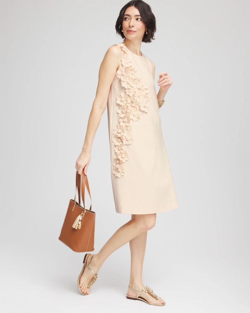 Chicos Appliqué Ponte Knit Dress - ENGLISH CREAM