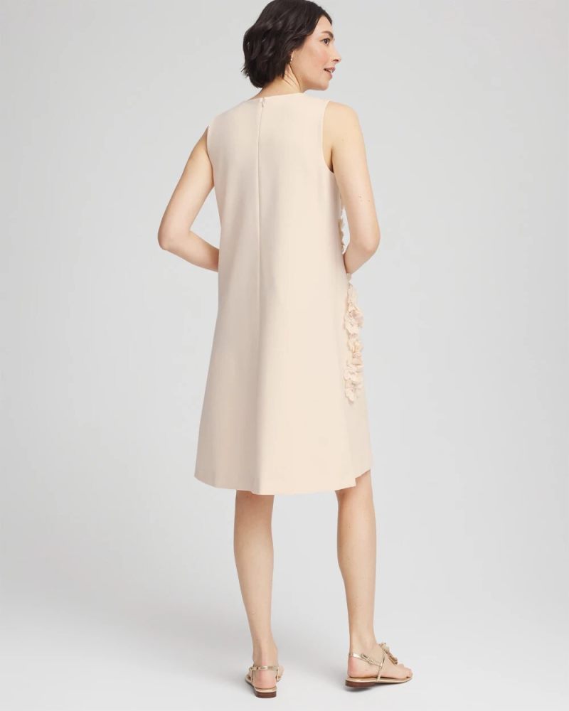 Chicos Appliqué Ponte Knit Dress - ENGLISH CREAM