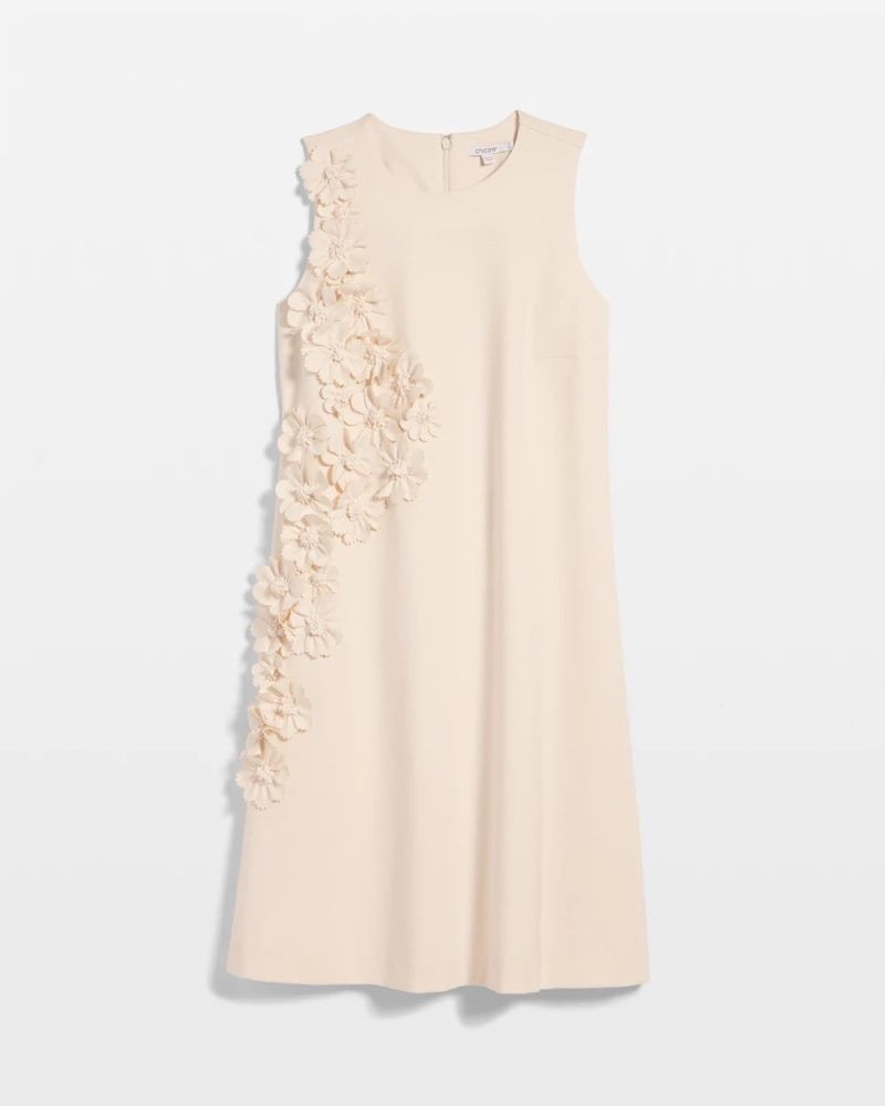 Chicos Appliqué Ponte Knit Dress - ENGLISH CREAM