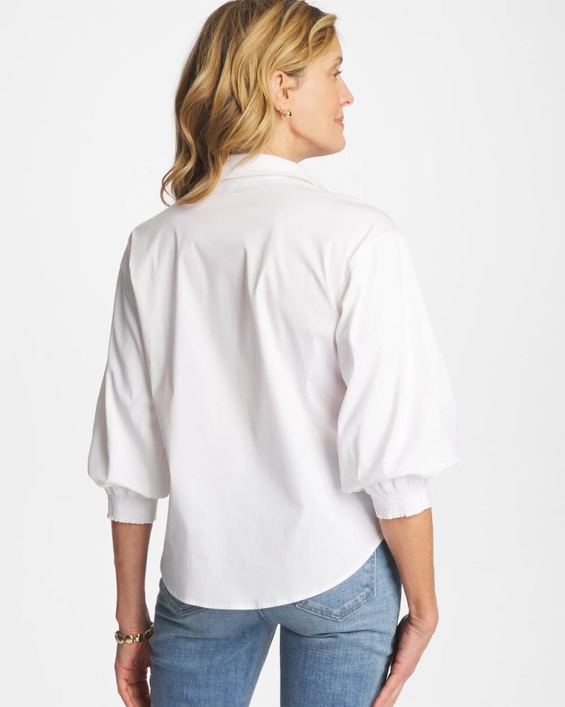 Chicos Poplin Billow Sleeve Blouse - ALABASTER