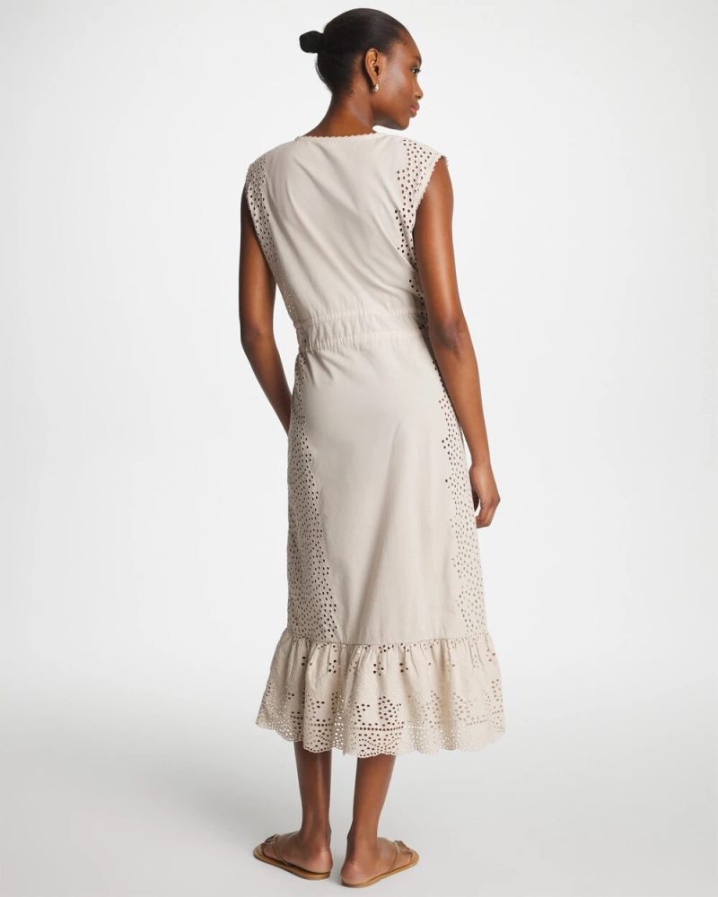 Chicos Woven Eyelet Swim Cover-Up Dress - SMOKEY TAUPE