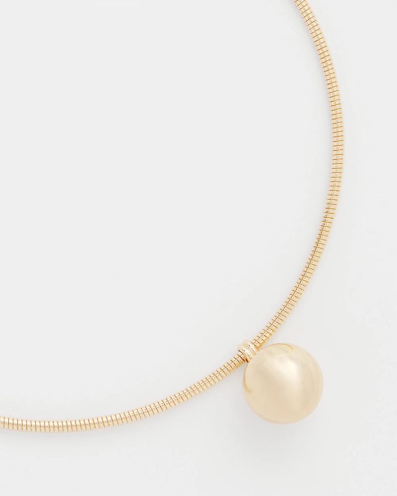 Chicos Gold Bead Collar Necklace - GOLD