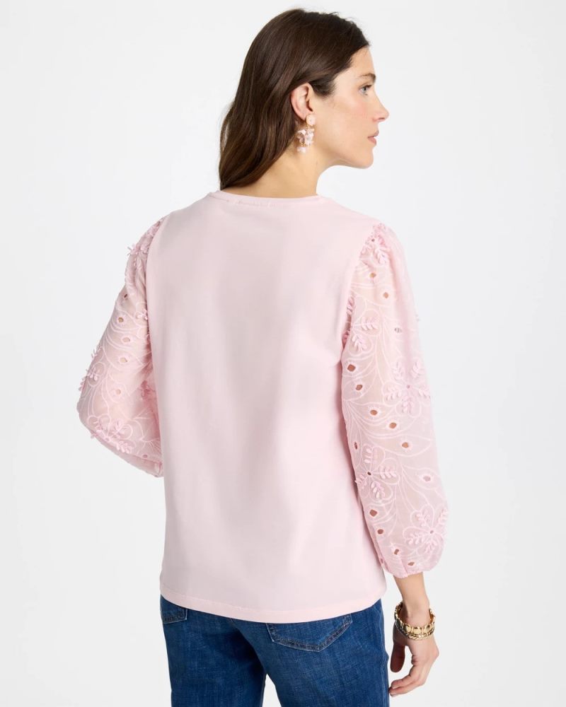 Chicos Floral Eyelet Sleeve Tee - SWEET BLOSSOM