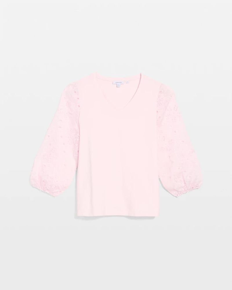 Chicos Floral Eyelet Sleeve Tee - SWEET BLOSSOM