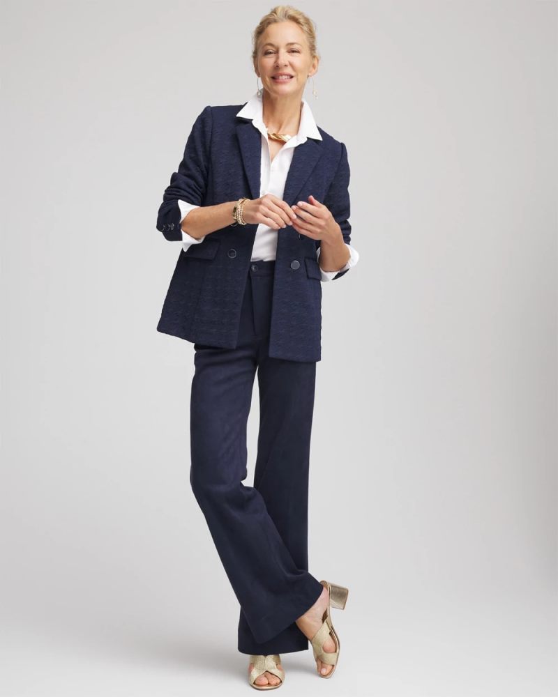 Chicos Textured Single-Breasted Knit Blazer - PASSPORT BLUE