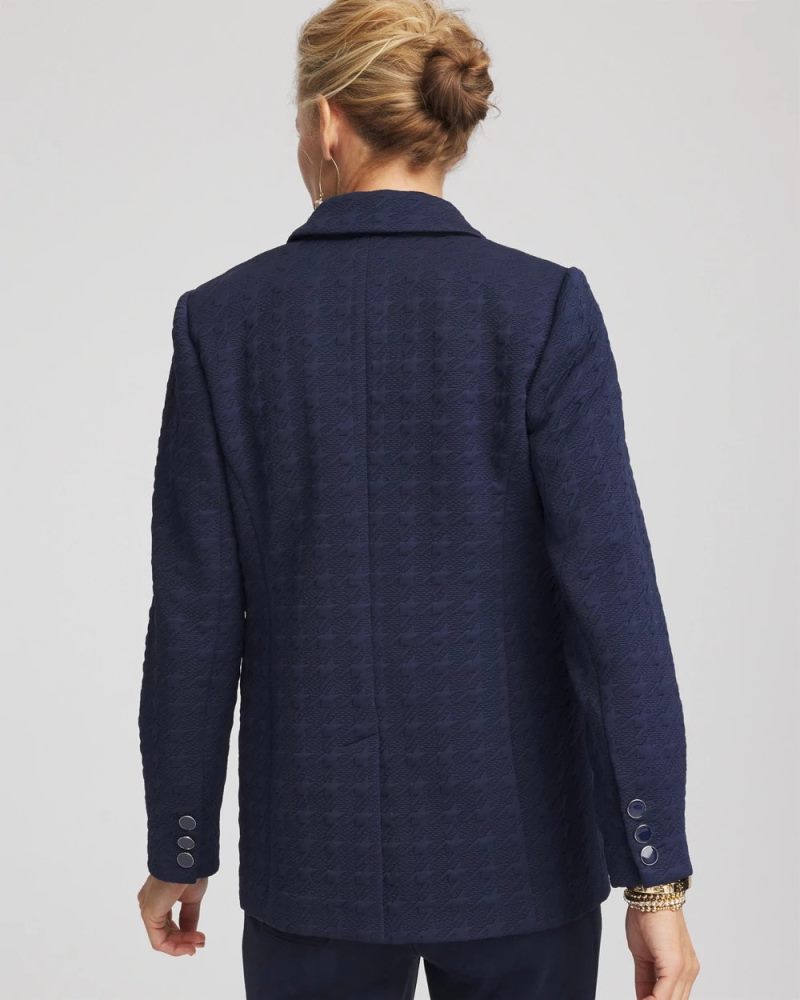 Chicos Textured Single-Breasted Knit Blazer - PASSPORT BLUE