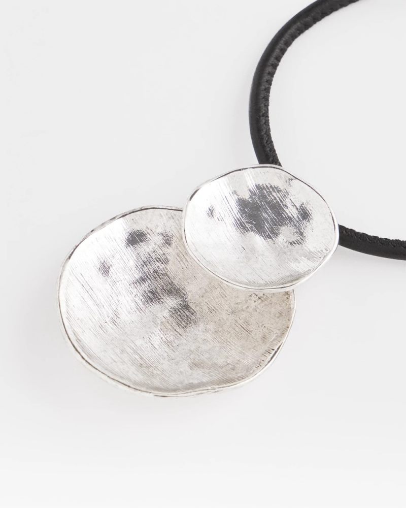 Chicos Silver Tone Circles Pendant Necklace - SILVER