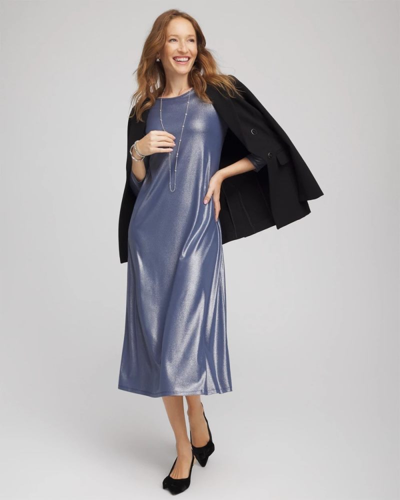 Chicos Foiled Jersey Knit Maxi Dress - INDIGO SKY