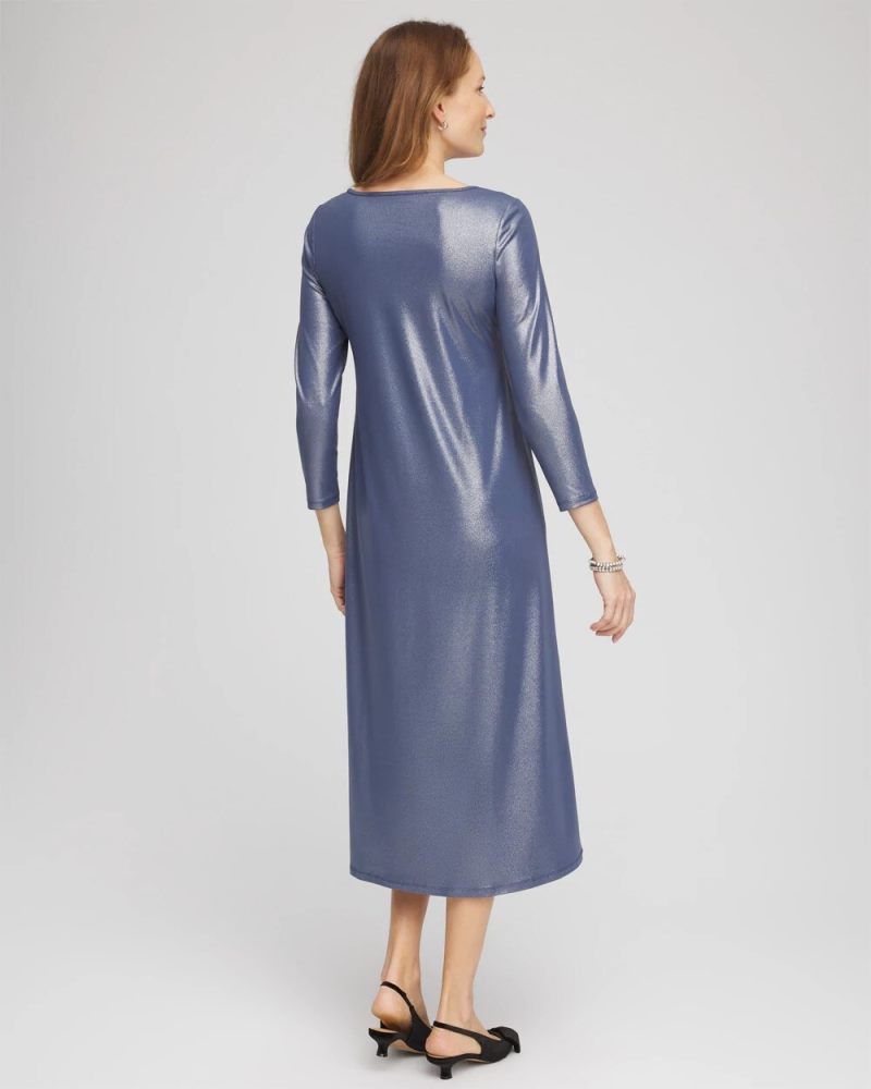 Chicos Foiled Jersey Knit Maxi Dress - INDIGO SKY