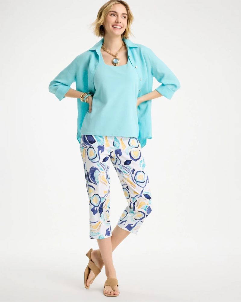 Chicos Brigitte™ Slim Handpainted Pull-On Capri - PASSPORT BLUE