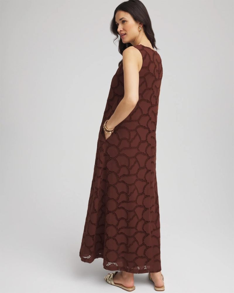 Chicos Eyelet Cutout Maxi Tank Dress - CACAO
