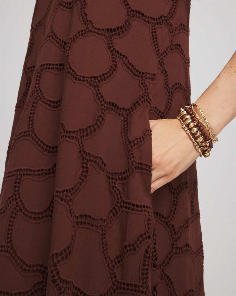 Chicos Eyelet Cutout Maxi Tank Dress - CACAO
