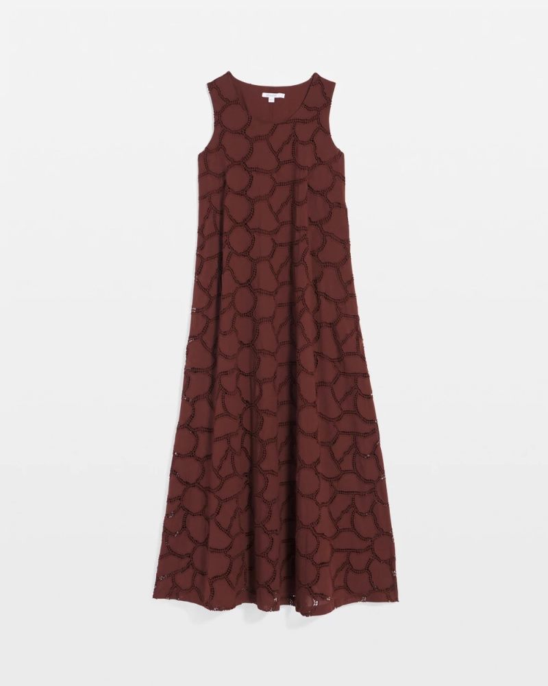 Chicos Eyelet Cutout Maxi Tank Dress - CACAO
