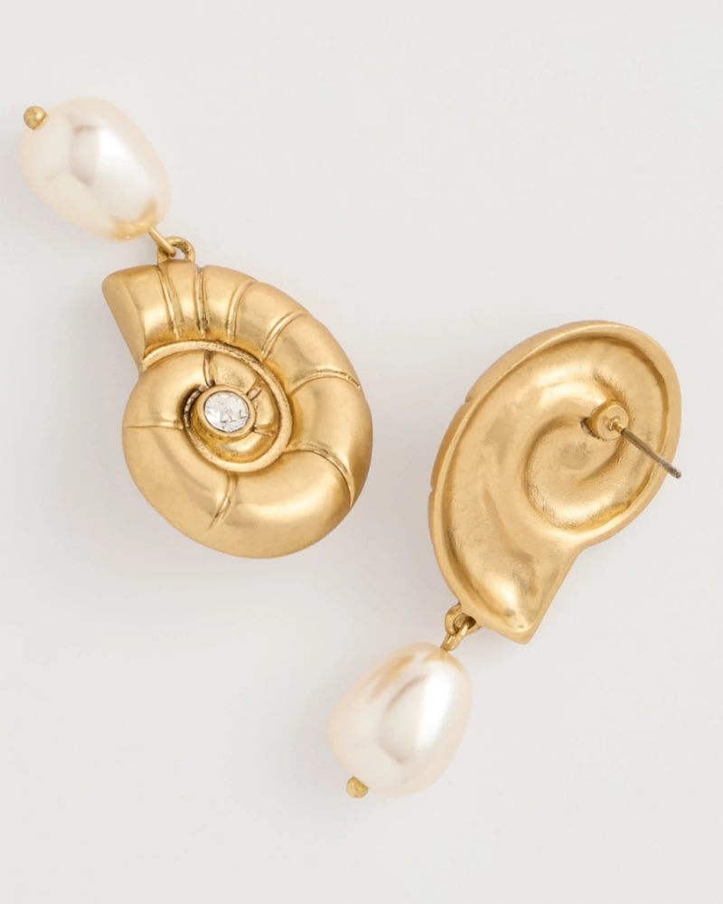 Chicos Goldtone Spiral Shell Earrings - GOLD