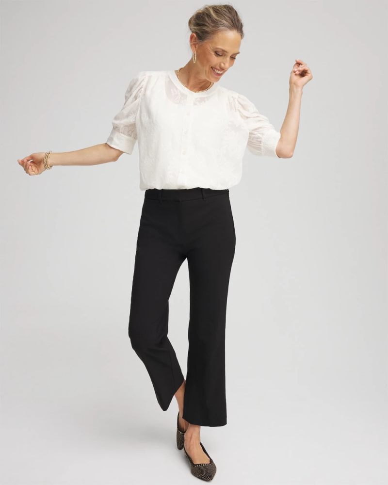 Chicos Emme Cropped Flared Pants - BLACK